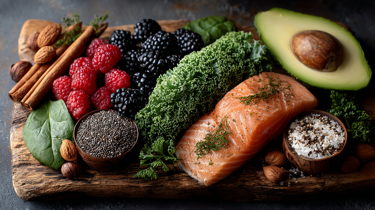 Zdrowy talerz z różnorodnymi produktami niskowęglowodanowymi