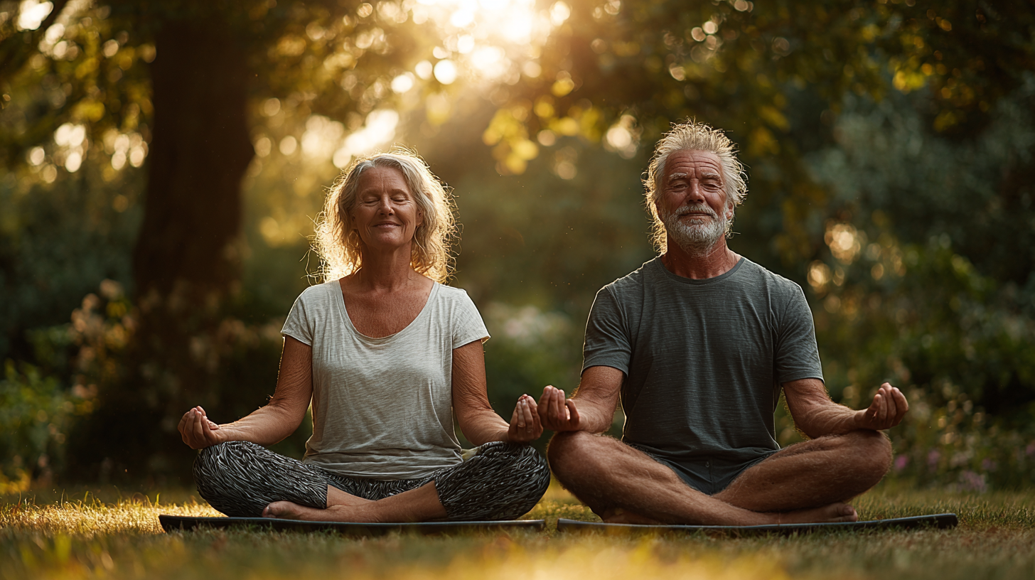 Energiczny mężczyzna w średnim wieku wykonujący poranne ćwiczenia rozciągające